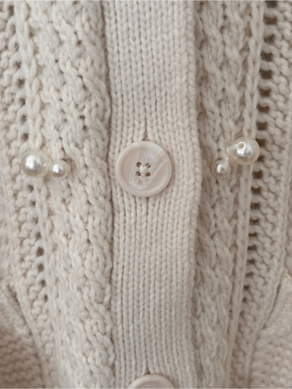 FUTURE COLLECTIVE Oversized Chunky Cardigan Sweater w/ Faux Pearl Accents Sz XXL